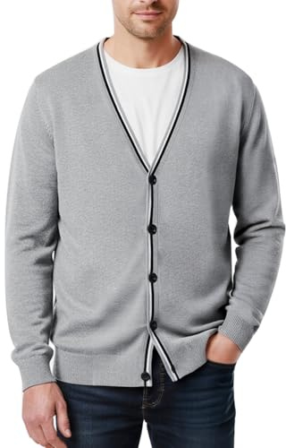 MANBOZIXi Cardigan pour Hommes avec Boutons, Gilet en Tricot Léger pour Homme
