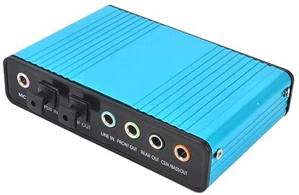 JNJOOD Tarjeta de sonido externa envolvente USB de 6 canales 5.1/7.1 para PC, portátil, tableta, audio, tarjeta adaptadora óptica, duradera, fácil de instalar (azul)