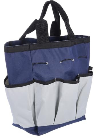QUARKZMAN Borsa Attrezzi Giardino 9.5 x 5.9 x 11.8 Grande Borsa Tessuto Oxford con Tasche Borsa Giardino Organizzatore Attrezzi Piante Conservazione Trasportatore per Esterni, Blu