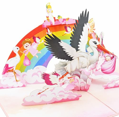 Favour Pop Up® - Biglietto d'auguri 3D per la nascita di una ragazza. Un'opera d'arte delicata negli spazi più piccoli. XP965