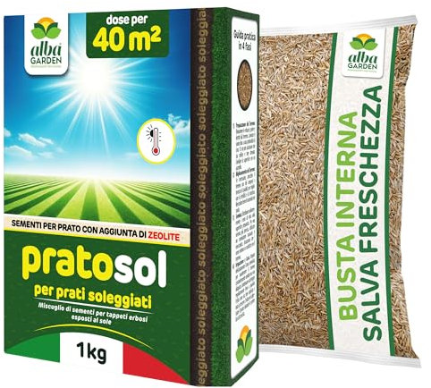 Albagarden - Semi Prato Resistente Alla Siccità - 40m² - Sementi Erba per Tappeti Erbosi per Zone Soleggiate - Calpestabile - Rapida Crescita per ogni tipo di Terreno