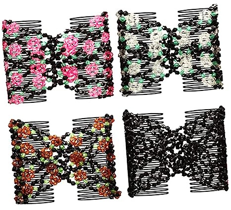 NIYANGLE Peinetas Dobles Decorativas Accesorios Elegantes Cabello para Mujer y Niña Varios estilos 4 Piezas de Plástico y Resina para Peinados y Sujeción Cómoda