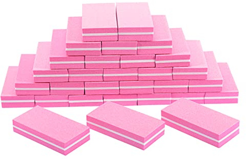 Diesisa Lima Per Unghie: 30 Pezzi Lima Per Unghie In Spugna Grana 100/180 Per Unghie Acriliche - Lime Per Unghie Professionali - Buffer Unghie - Blocco Lucidante Doppio Lato Per Manicure - Rosa