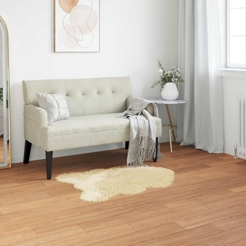 Tonture Konstgjord fårskinn Flokati Tafalla grädde 50 x 80 cm, extra mjuk polyestermatta för vardagsrum, sovrum, golvdekor, hållbar matta, mysig sovrumsmatta