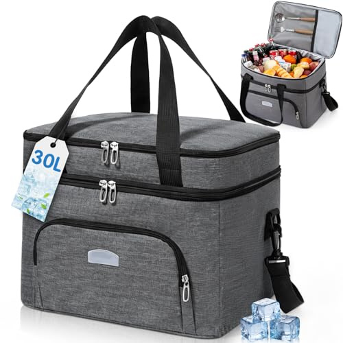 Borsa Frigo 30L, Borsa Termica Grande, Surgelati Borse Frigo Morbida, Portatile Con Tracolla Adatto, Impermeabile, Uomini E Donne, Per Viaggio, Spiaggia, Campeggio Picnic All'aperto Barbecue