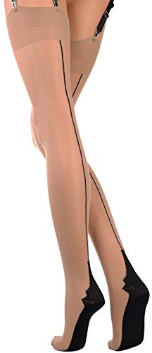 Trasparenze Pennac 20 Den Back Seamed Stockings [Garter belt not included] Color: Cosmetic Size: Tall 3/4 (Tall Large/X-Large)