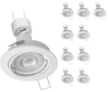 ledscom.de 10x infälld takspot FERE infälld ram vit svängbar GU10 PAR16 LED 5,473W= 5,473W 468lm varmvit