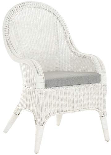 korb.outlet Bequemer Rattansessel mit hoher Rückenlehne Rattan Rattanstuhl Lounge mit Breiten Armlehnen (Weiß, mit Polster)