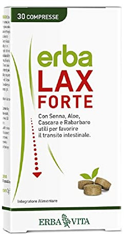 ERBA VITA Erbalax Forte 30 Compresse integratore alimentare a base di estratti vegetali utili per il benessere intestinale, ad azione rapida ed efficace