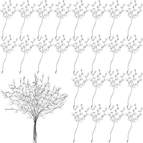 Jetec 60 mazzi di fiori artificiali con perline acriliche a goccia di cristallo a forma di fiore, perline acriliche, rami di fiori, filo di perline, bouquet da sposa, decorazione artigianale per