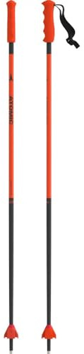 ATOMIC REDSTER JR Bastones de esquí fiables de Aluminio 3* para niños, Rojo, Longitud de 90 cm, empuñadura ergonómica JR, Bastones con Roseta Race de 40 mm