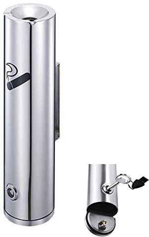 NYKCPJMW Aschenbecher Wandmontage Edelstahl, Wandmontierter Zigaretteneimer Für Den Außenbereich, Aschenbecher Für Den Außenbereich, Wandaschenbecher Für Draußen Regenschutz