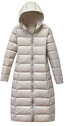 Plumifero Ultraligero Mujer Chaqueta Plumas Ligeros Mujer Invierno Plumífero Ligero Largo Mujer Talla Grande Chaquetas Plumon Puffer Down Jacket Plumiferos Largos Cazadora Abrigo Plumas Mujer Beige