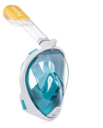 Flyboo Snorkel Mask, Full Face Snorkel Set, 180°view Snorkeling Gear with Panoramic Design-Compatible Sports Camera, Diving Mask with Anti-fog and Anti-leak Technology for Adults and Kids