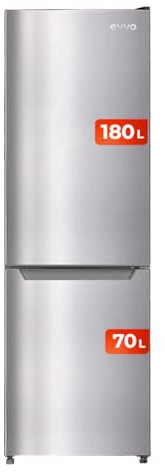 EVVO Frigorífico Combi No Frost, Capacidad Frigorífico 180 L Congelador 70 L, Motor Inverter, 54cm de Ancho, Smart ECO, Multi Air Flow, Luz Interior LED, Panel LED táctil (F52X Color: Inox)