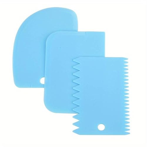 Cake Scraper Set 3 Piece Plastic Smoother Cake Decorating Comb Dough Cutter Reusable Scraper Bench Scraper for Baking Kitchen Cake Edge Decorating