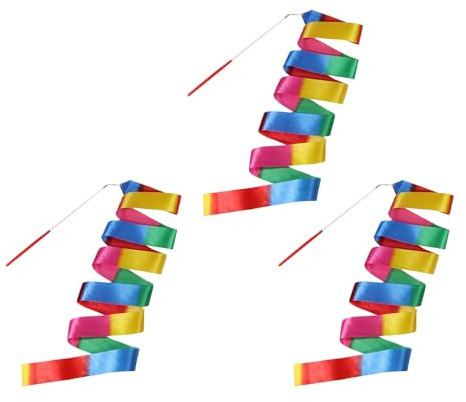 Mcduyant 3 Pcs Dance Ribbons 78.7 Inch Gymnastics Ribbon for Twirling Ribbon Dancer Wand for Kids Rhythmic Kids Outdoor Play Equipment (3pcs)