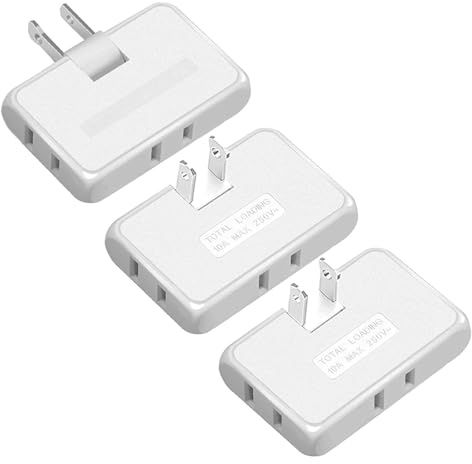 3 Pack Rotating Plug Adapter,2 Prong Flat Outlet Splitter Plug Extender