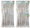 2 Stück Lametta Worhänge Glitzer, Folie Fransenvorhang, Glitzervorhang Lametta, Fransenvorhang Fenster, Vorhänge Geburtstag, Luftschlangen Deko für Hochzeit, Neujahr, Party (Silber)