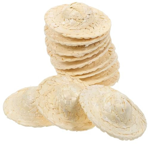 ABOOFAN Miniatur-Strohhüte Aus Webstoff 12 Stück 2 5 Zoll 6 7 Cm Mini-Strohhüte Winzige Mützen Modepuppen-Verkleidungszubehör Landhaus-Puppenhaus-Dekoration