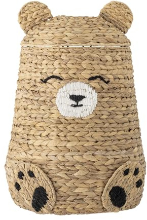 Bloomingville MINI Timone Korb mit Deckel, Natur, Wasserhyazinthe, T40xH57 cm, 280 ml