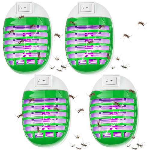 KBIBCK Lot de 4 lampes anti-moustiques, prise électrique, avec lumière UV, pour la maison, la chambre à coucher, la chambre d'enfant, la cuisine, le bureau