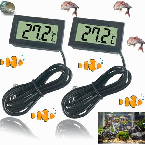 2 Pack Digital Thermometer Hygrometer, Mini LCD Digital Thermometers Temperature Humidity Meter Gauge Monitor with External Probe for Car Fridge Freezer Reptile Incubator Aquarium Poultry