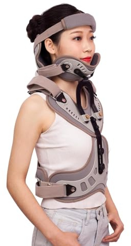 QIUFANGM Correcteur de posture de poitrine et de dos, orthèse de soutien de la tête, du cou, de la poitrine et du dos, support de fixation cervicale et thoracique réglable, taille universelle