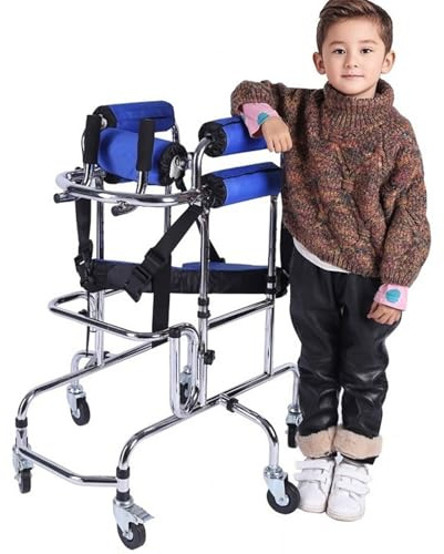 Telaio da passeggio regolabile in alluminio leggero con ruote, supporto portatile per disabili e bambini con paralisi cerebrale