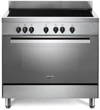 De'Longhi DEMX 96 IN Cucina A Induzione, 90 Cm, Forno Elettrico Multifunzione, 4 Zone, Linea Professionale, Easy Steam, Idroclean, Colore Inox, Classe Energetica A