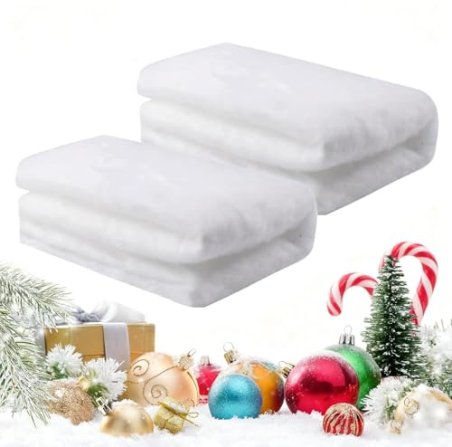 2 Pezzi Rotolo di Neve Artificiale, Coperta di Neve Artificiale, 300x80cm Tappeto di Neve Finta, Coperta di Neve Natale, Ideale per Albero di Natale, Villaggio Natalizio e Decorazioni Invernali