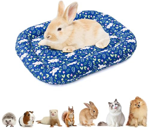 BellyBloom 1-pack 45 x 32 x 5 cm tvättbar dubbelsidig mjuk liten husdjurskudde matta säng med kudde runt för valp kattunge sovsängar för transportbur små hundkaniner 1,5-3 kg blå