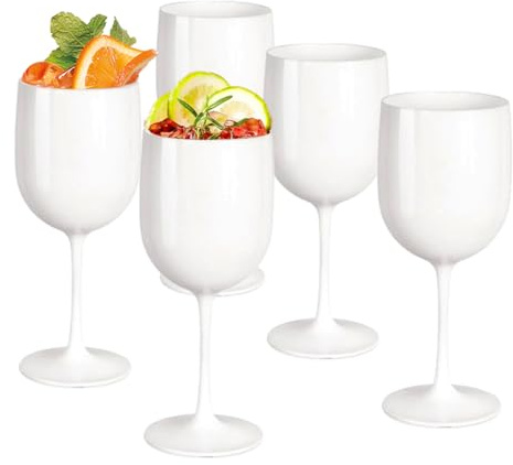 DASIAUTOEM Gläser Sektgläser, 5 Stück Mehrweg Weingläser in Weiß, Champagnergläser Sektkelche, Sektkelch Stielglas Champagner Gläser für Geburtstage Party Hochzeiten Bankett Hochzeiten