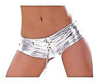 Pantaloni Panty Pant Gogo Hotpants con similpelle catena 8,10,12 Argento