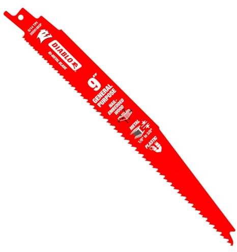 Diablo Bi-Metal Reciprocating Saw Blades for General Purpose Cuts - Variable Tooth Design - 9 Length, 8/14 TPI, 5-Pack - DS0914BGP5