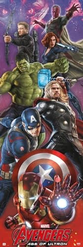 Grupo Erik Marvel Avengers Poster - 53 x 158 cm / 20,8 x 62,2 Tum - Levereras Upprullad - Cool Konst för Dörr - Tryckt Affisch