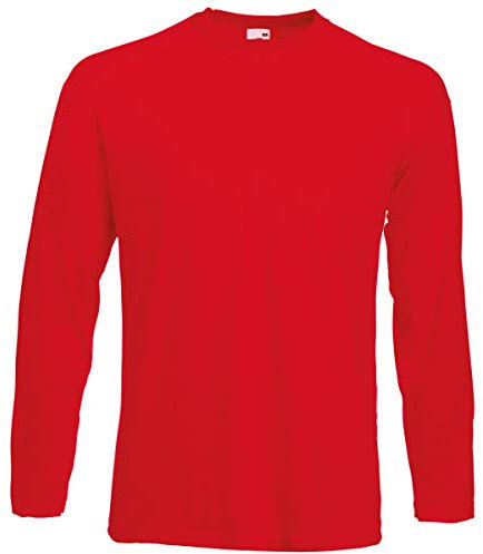 Fruit of the Loom Men's Valueweight Long Sleeve T-Shirt, Red, X-Large