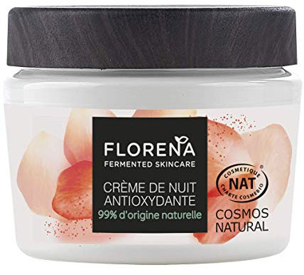 FLORENA Crème de Nuit antioxydante à la Fleur de Pourpier et au Lactobacillus Fermentés (1 x 50 ml), crème hydratante aux ingrédients d’origine naturelle, soin visage pour tous types de peaux