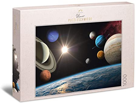Ulmer Puzzleschmiede - Puzzle Infinite Widths - 1000 piece puzzle planets and universe - lively view into space with the planets in our solar system, sun and earth's surface