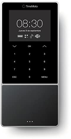 TimeMoto TM—818 MC Cloud-Based Employee Time Clock, Pairs with HID/Contactless Smart Access Cards, RFID Badge/Keyfob, PIN, 2,000 Users, Worked Hours Reporting, Timesheets, Wi-Fi, App for iOS/Android