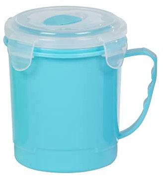 Tasse à soupe sans BPA 600 ml avec évacuation de la vapeur et poignée robuste (bleu)