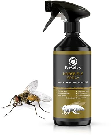 EcoValley Natural Horse Fly Repellent Spray - 500ml - Scientifically Proven Citronella Formula for Home & Stables, Effective Indoor & Outdoor Protection
