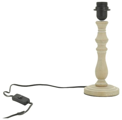 AUBRY GASPARD - Pied de Lampe en Bois Naturel - Style Shabby Chic - Ø 12 cm x Hauteur 31 cm - Compatible Ampoule E27 - Puissance Max 25W - Équipement Électrique CE Inclus - Idéal pour Déco Maison