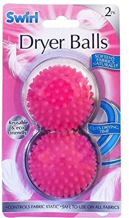 Swirl Fabric Softening Tumble Dryer Balls - Pink - 2 Pack