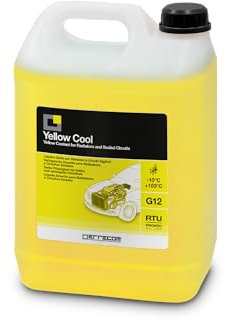 ERRECOM Yellow Cool, Liquide de Radiateur Jaune Fluorescent -10°C, antigel G12 avec Paquet d'inhibiteurs à Base Organique OAT, Prêt à l'emploi, 5 litres