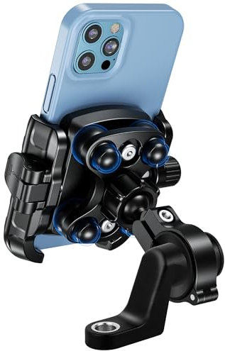MOGGAM Handyhalterung Motorrad【Doppelte Antivibrations-Technologie】mit Aluminiumring Motorrad Handyhalterung für 5,4 bis 7,2 Zoll Handyhalter Fahrrad【Schnellverschluss】