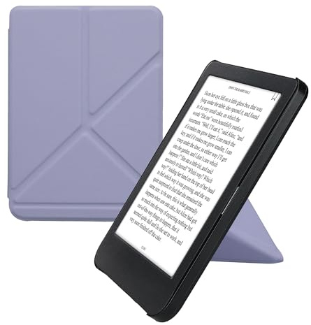 kwmobile Origami Case Compatible with Kobo Clara BW/Colour Case - Slim PU Leather Cover with Stand - Lavender