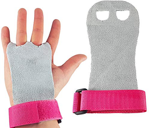 Guantes de Gimnasia | NEGRO/GRIS | X-S-M -L | ✮✮GARANTÍA DE POR VIDA✮✮ - Agarraderas de Entrenamiento para Mano, Palma y Muñeca - Accesorios Deportivos y de Fitness para Niños/Adultos (GRIS, XS)
