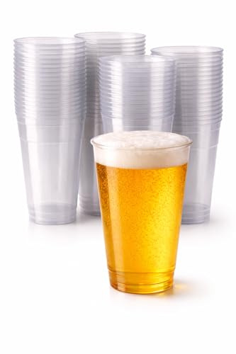 1ABOVE 50 Pack Clear Plastic Pint Cups 660ml Party Tumblers | Strong 660ml clear disposable pint cups, ideal for parties, events, BBQs, catering, cold drinks and everyday use.