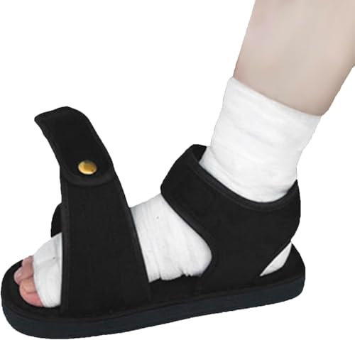 Post-OP-Schuh, Gehgipsschuh für gebrochenen Fuß oder Zehen, Gipsschuh zur Genesung nach Operationen mit verstellbarem Riemen für Postoperationen, Verstauchungen – linker oder rechter Fuß,L